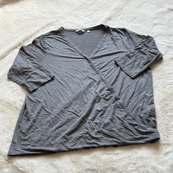 Reitmans Grey Half Sleeve Cross Over Detail Top - Picture 1 of 7